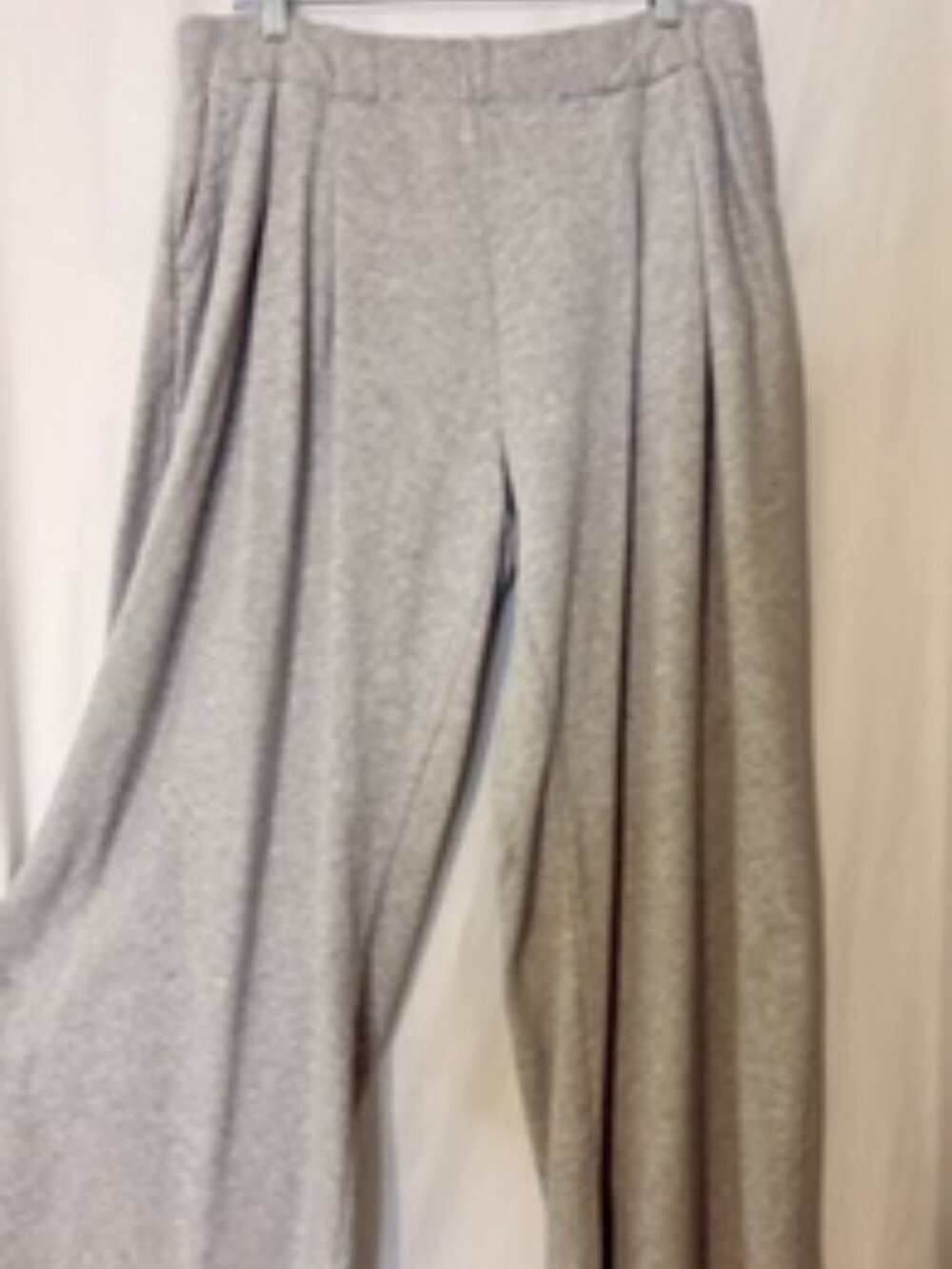 Aerie New Heights Fleece Trousers Heather Gray Wide Leg Size L Regular